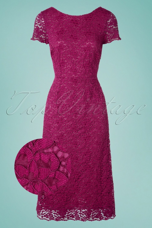 King Louie - 60s Sally Malaga Dress in Sparkling Fuchsia 2