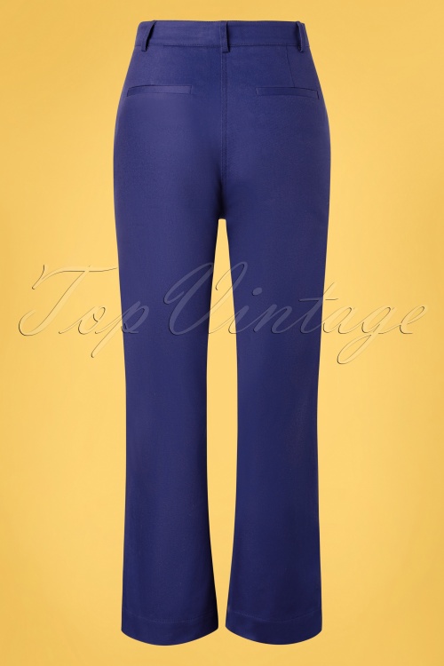 King Louie - High Waisted Sturdy Pocket Pants Années 70 en Bleu Éblouissant 3