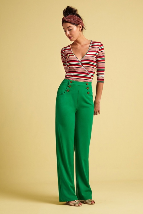 King Louie - 60s Sailor Broadway Pants in Very Green 2
