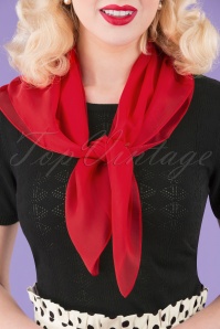 Unique Vintage - Chiffon sjaal in lippenstiftrood