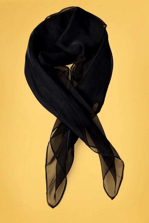 Unique Vintage - Chiffon sjaal in zwart 3