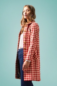 King Louie - 60s Nathalie Nimes Check Coat in Red 2