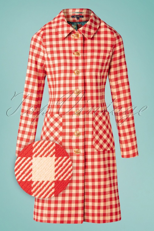 King Louie - 60s Nathalie Nimes Check Coat in Red