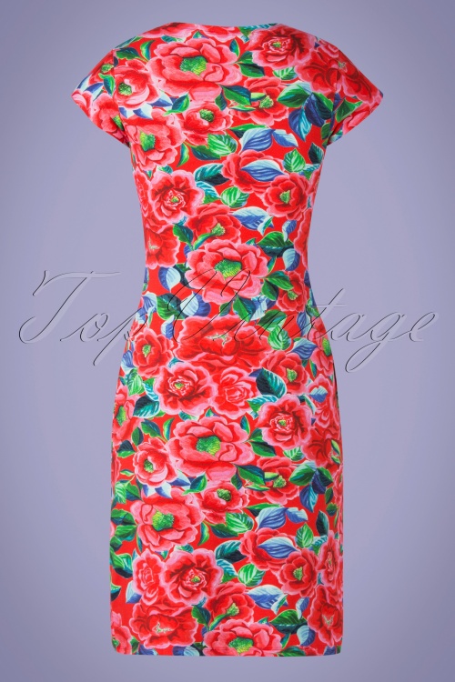 Lien & Giel - 60s Buenos Aires Roses Dress in Red 3