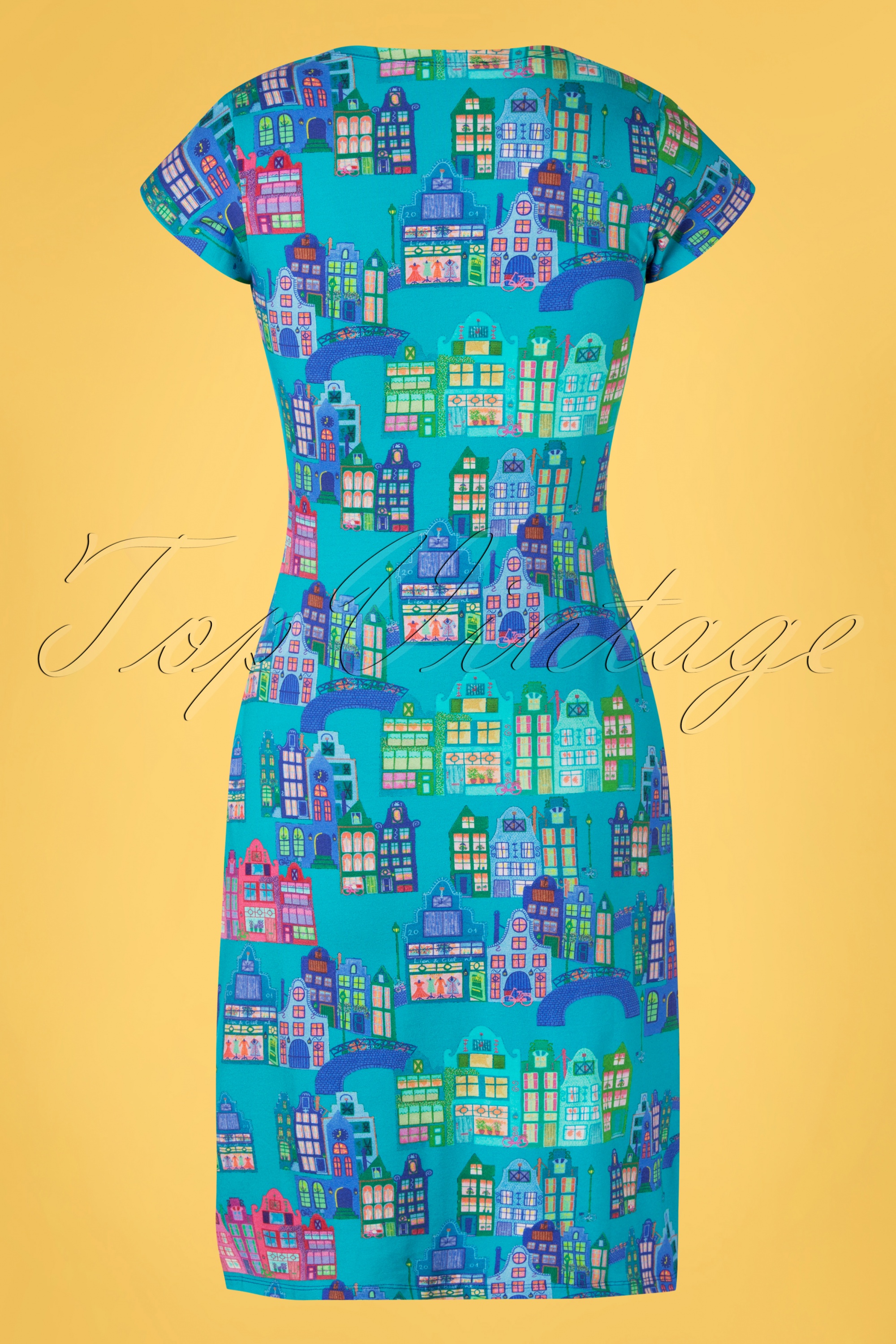 Lien Giel 60s Buenos Aires Amsterdam Dress in Aqua Shop at Topvintage