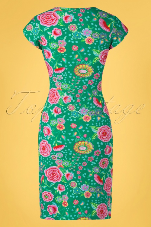 Lien & Giel - Buenos Aires jurk met bloemenprint in jade 2