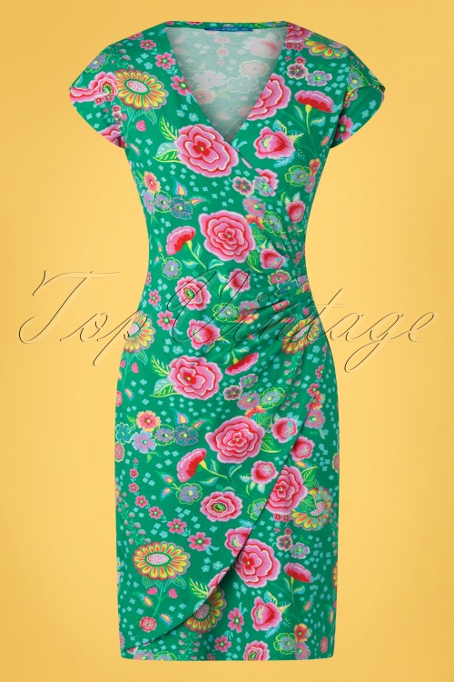 Lien & Giel - Buenos Aires jurk met bloemenprint in jade