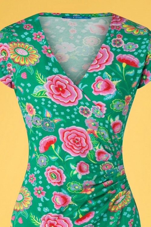 Lien & Giel - Buenos Aires jurk met bloemenprint in jade 3