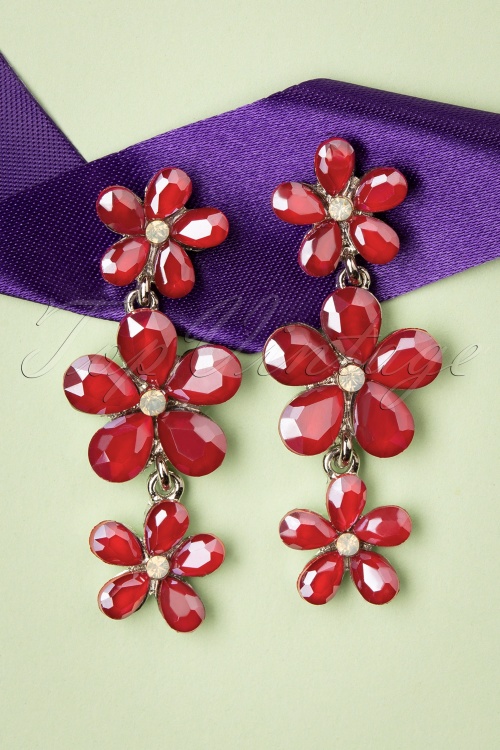 Day&Eve by Go Dutch Label - Julia Crystal Flower oorbellen in rood