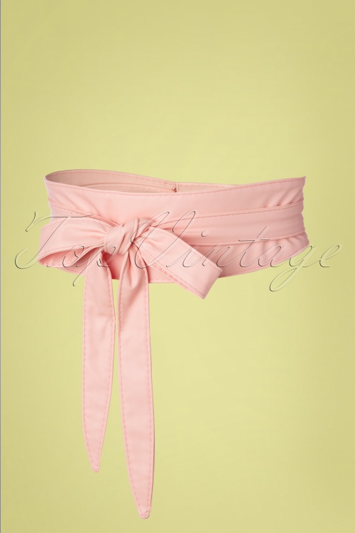 Collectif Clothing - Obi Wrap Belt Années 50 en Rose Pastel 