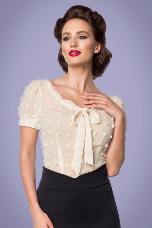 Belsira - Lynda blouse met stippen in crème 2
