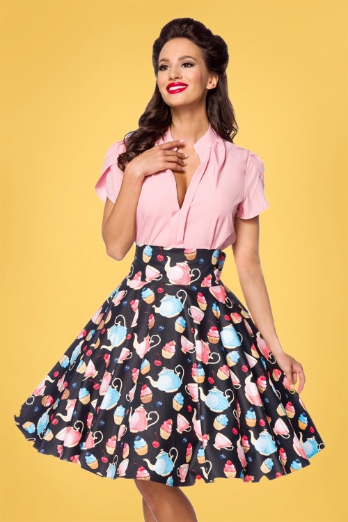 Belsira - 50s Claire Tea Party Swing Skirt in Black