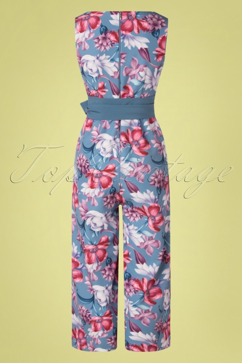 Paper Dolls - Beaufort culotte jumpsuit met bloemenprint in lavendelblauw 3