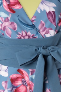 Paper Dolls - 60s Beaufort Floral Culotte Jumpsuit in Lavender Blue 5