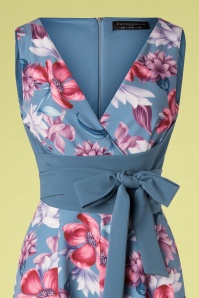 Paper Dolls - 60s Beaufort Floral Culotte Jumpsuit in Lavender Blue 4