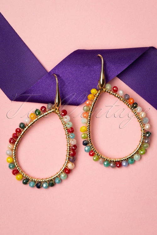 Day&Eve by Go Dutch Label - 70s Rainbow Beads Earrings in Gold