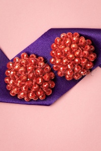Day&Eve by Go Dutch Label - 60s Bulb of Beads Earstuds in Tomato Red