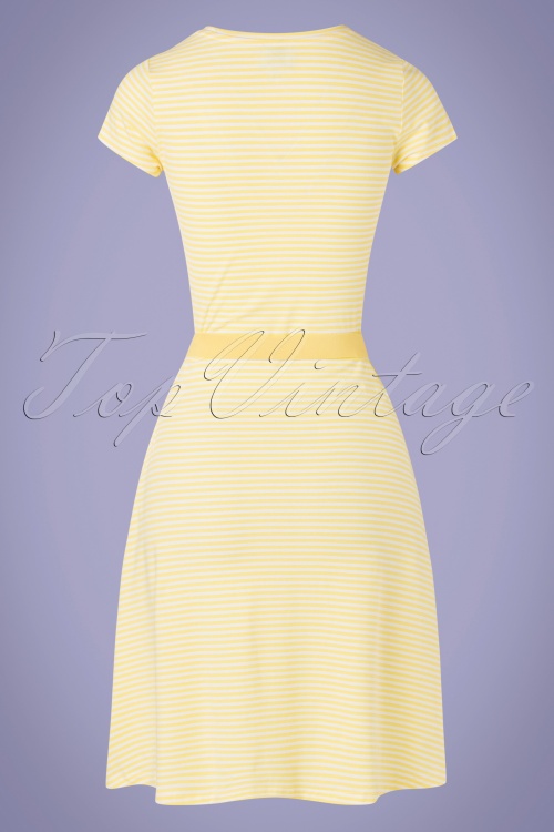 Mademoiselle YéYé - Oh Yeah gestreepte jurk in geel en wit 3