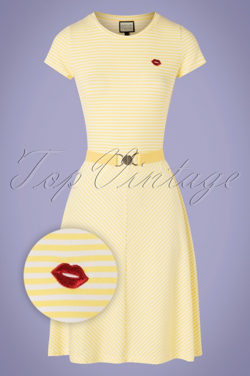 Mademoiselle YéYé - Oh Yeah Stripes Dress Années 60 en Jaune et Blanc 2