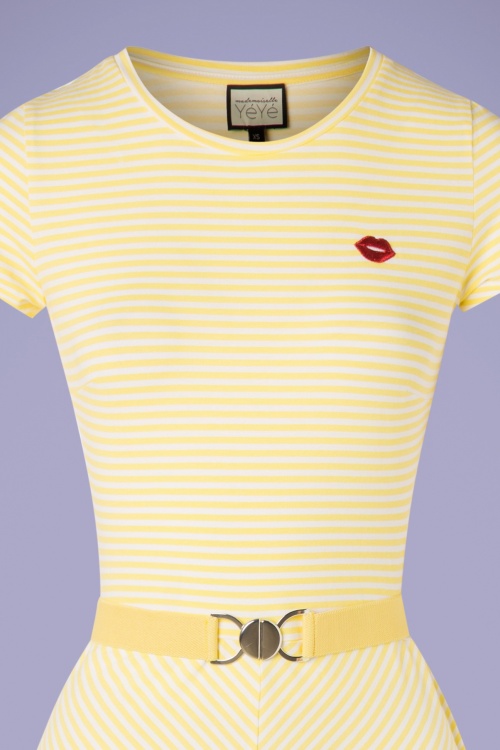 Mademoiselle YéYé - 60s Oh Yeah Stripes Dress in Yellow and White 4