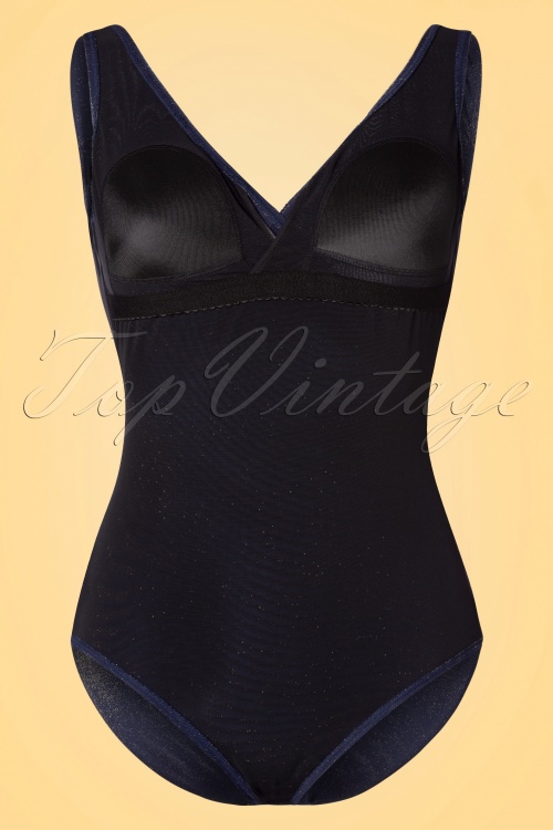 Marc & André Paris - 50s Vivienne Golden Shimmer Swimsuit in Midnight Blue 5