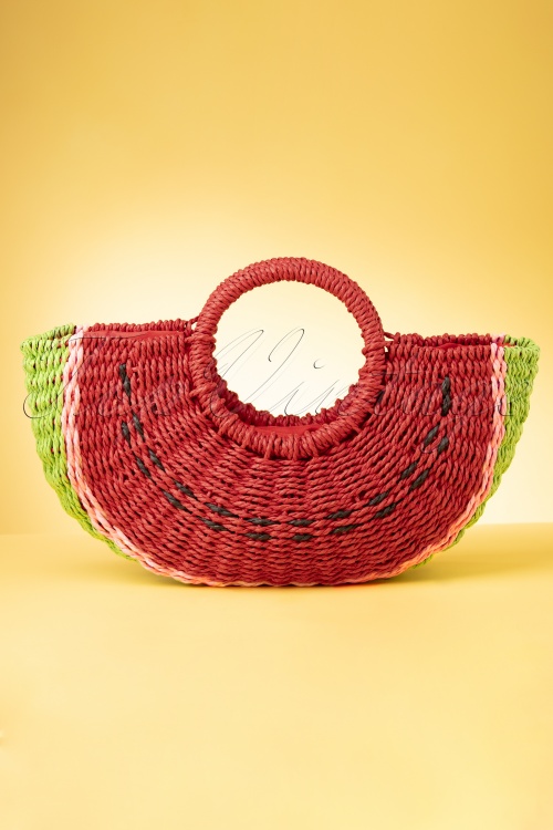 Amici - Sandia Watermelon Straw Bag Années 50 en Rouge