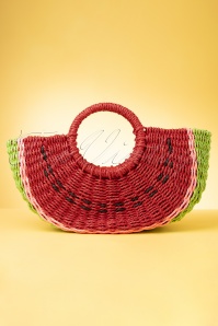 Amici - Sandia Watermelon Straw Bag Années 50 en Rouge 3