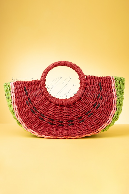 Amici - Sandia Watermelon Straw Bag Années 50 en Rouge 3
