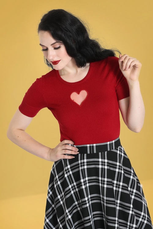 Bunny - 60s Hearts Top in Red