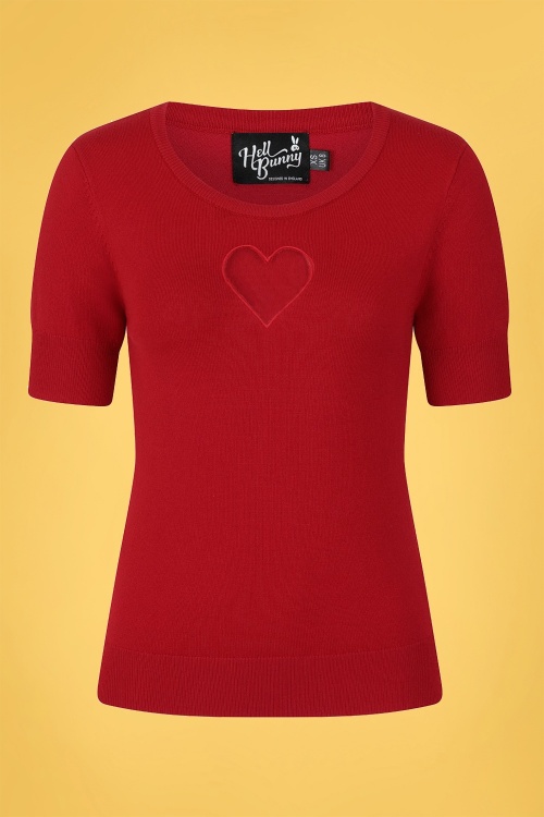 Bunny - 60s Hearts Top in Red 2