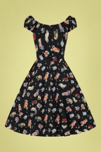 Bunny - 50s Pina Colada Swing Dress in Black 5