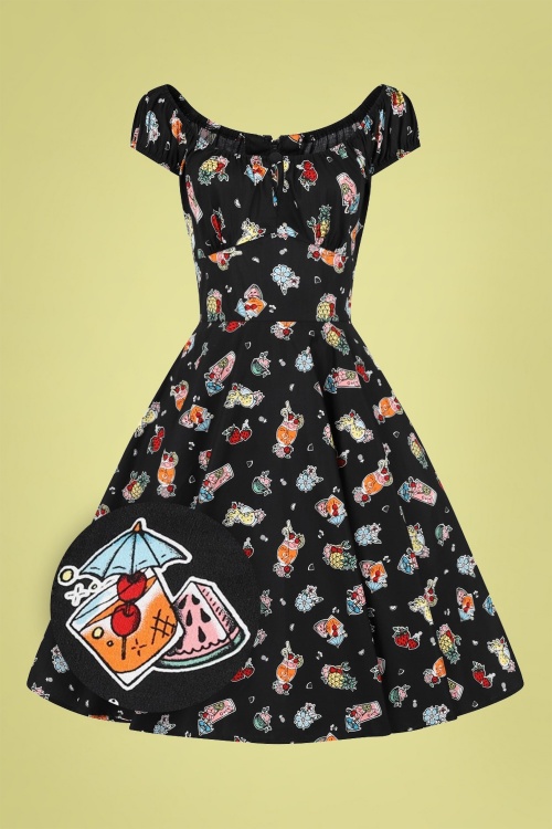 Bunny - 50s Pina Colada Swing Dress in Black