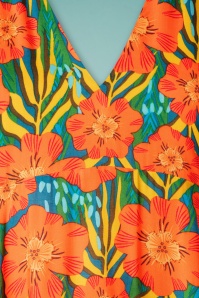 Traffic People - Mia swingjurk met bloemenprint in oranje 4