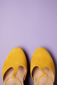 Tamaris - 60s Donna Suede T-Strap Pumps in Yellow 5