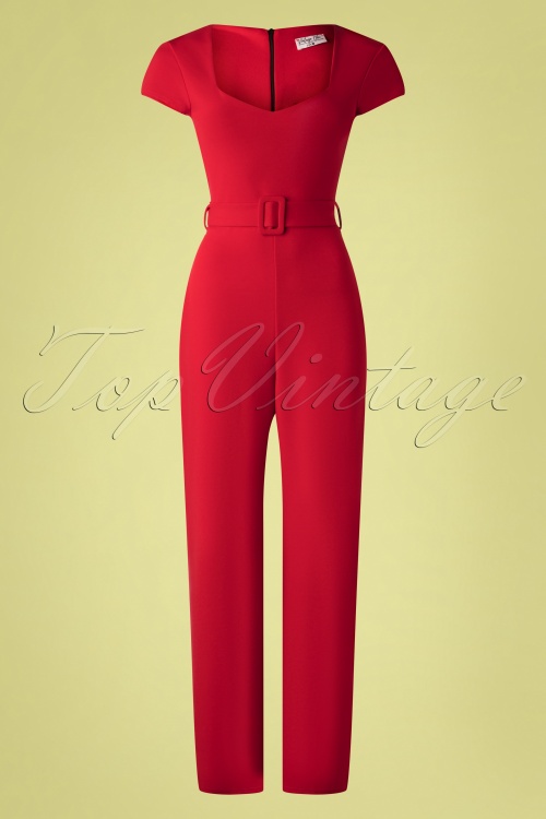 Vintage Chic for Topvintage - Senne jumpsuit in lippenstiftrood 2