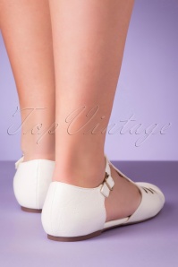 B.A.I.T. - 50s Edie T-Strap Flats in White 5