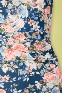 Vintage Chic for Topvintage - 50s Donna Floral Pencil Dress in Blue 4