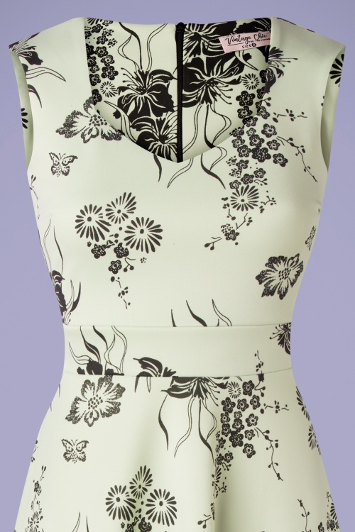 Vintage Chic for Topvintage - Veronique Florales Swing-Kleid in Mint 3