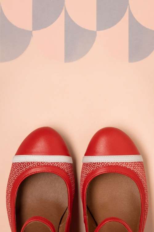 Nemonic - 60s Frida Leather Mary Jane Pumps in Red 4