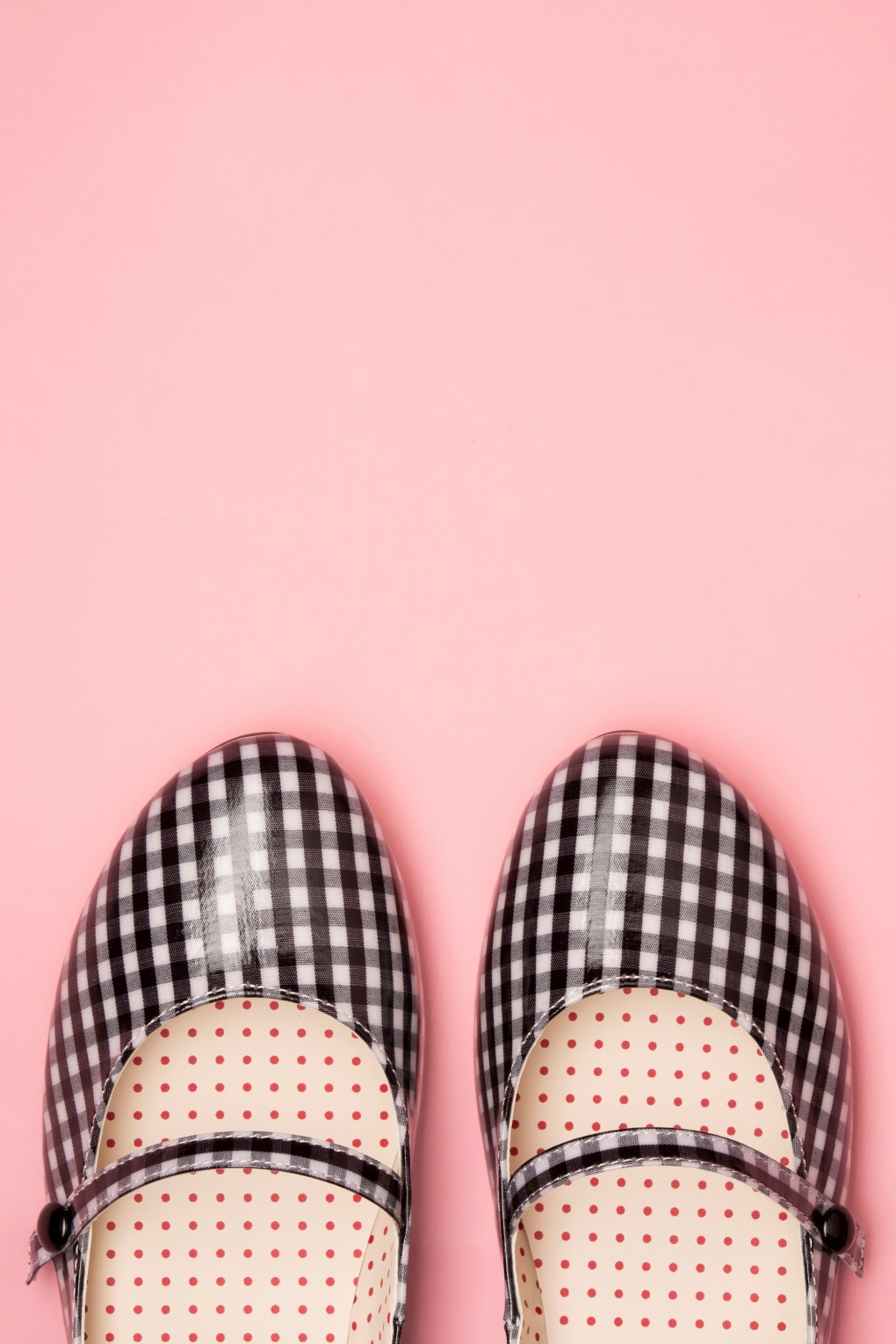 black and white gingham flats
