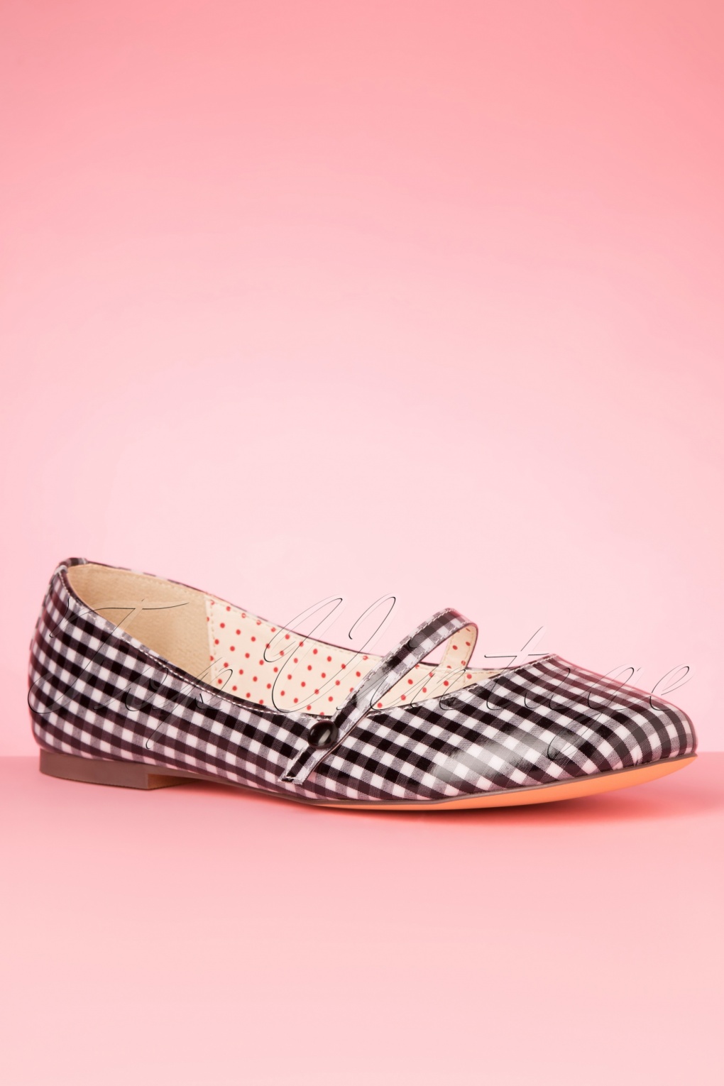 black and white gingham flats