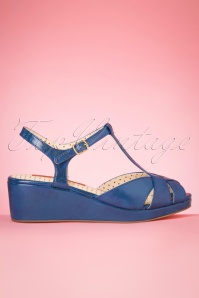 B.A.I.T. - 50s Kira Low Wedge Sandals in Blue 5