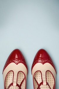 B.A.I.T. - 50s Ione Spectator T-Strap Pump in Red and White 4