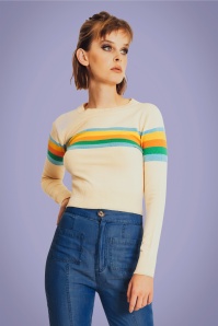 Vixen - 70s McKenzie Rainbow Pullover in Cream
