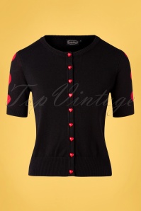Vixen - 50s Beth Heart Cardigan in Black and Red