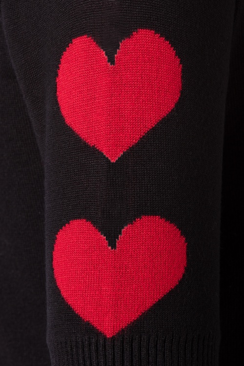 Vixen - 50s Beth Heart Cardigan in Black and Red 4