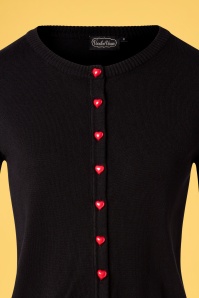 Vixen - 50s Beth Heart Cardigan in Black and Red 3