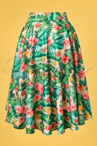 Vixen - Unreal Redheads Collaboration ~ 50s Jinkx Floral Tropical Skirt in Pink and Green 3