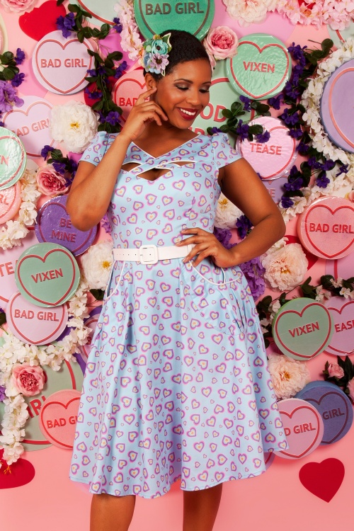 Vixen 32987 Unreal Red Heads Heart Swing Dress in Blue 20200130 020LW