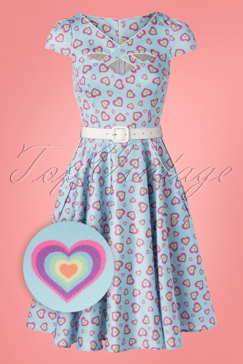 Vixen - Ginger Heart Swing-Kleid in Blau 2